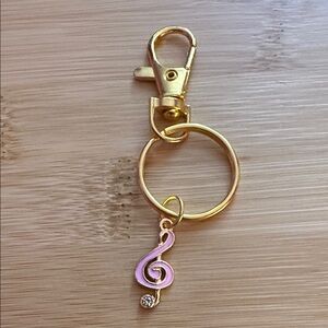 Elegant Gold and Pink Treble Clef Key Holder